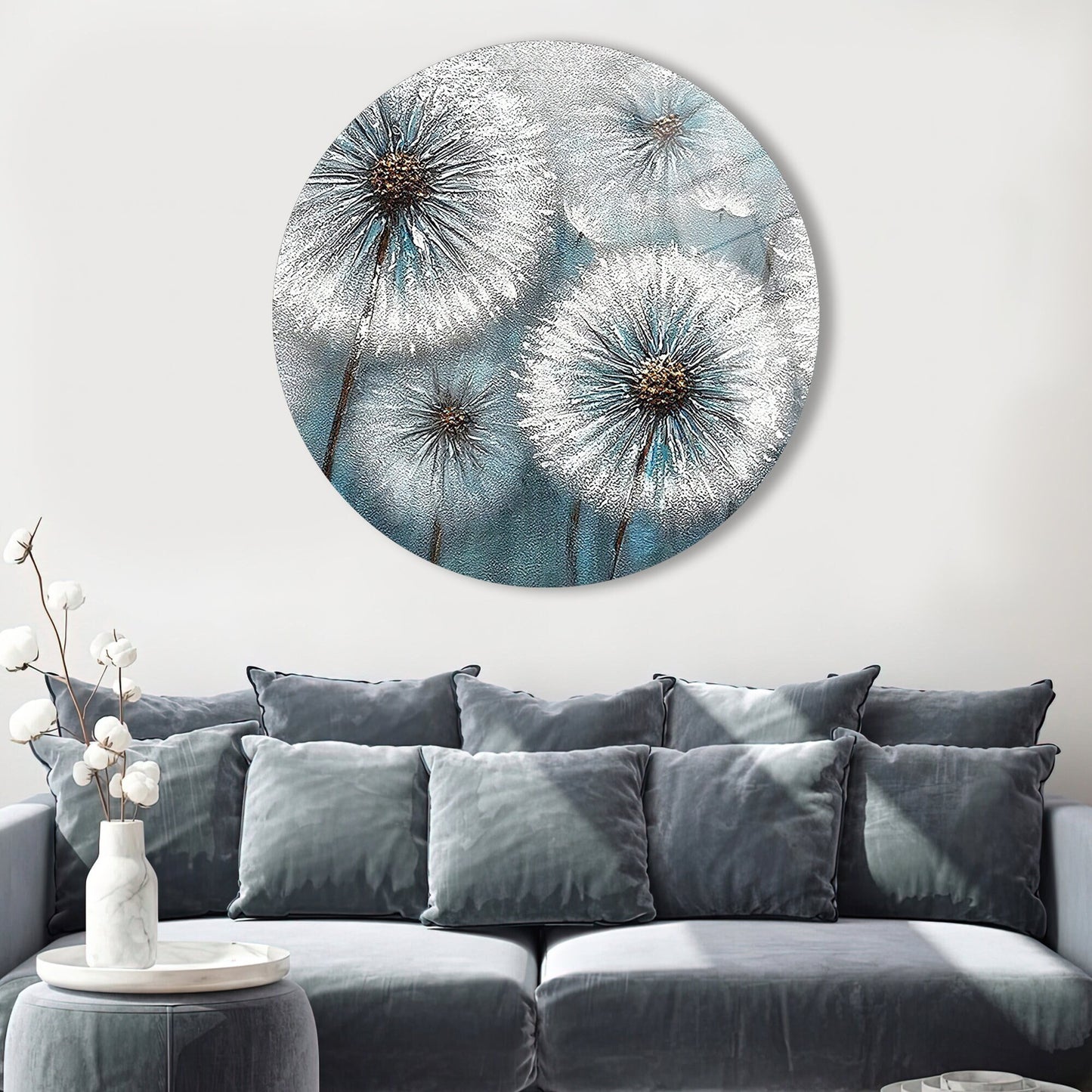 Dandelion Floral Glass Wall Art