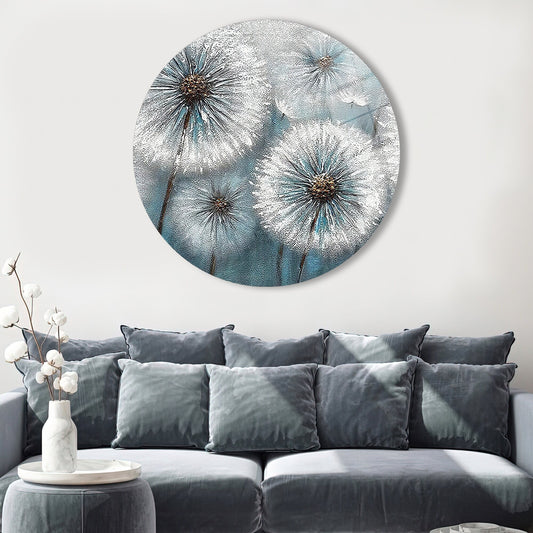 Modern Dandelion Floral Wall Decor, Trendy Glass Art Print, Tempered Glass