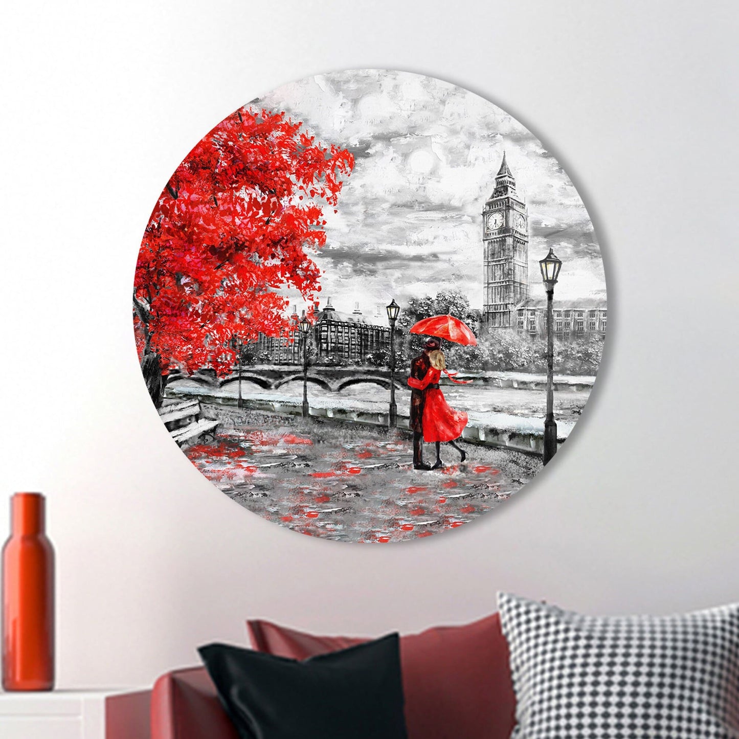 Red Tree Romantic Ambiance Glass Wall Art