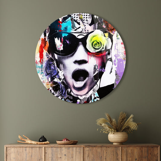 Abstract Glass Wall Art: Graffiti Glass Print for Modern Home Decor