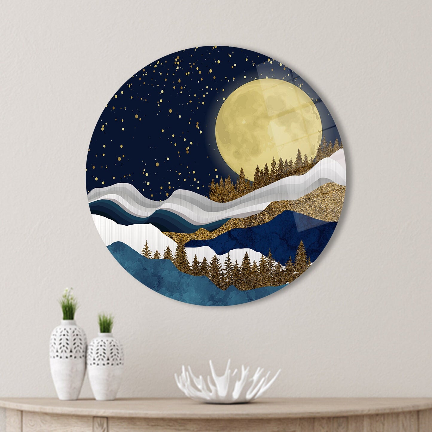 Scenic Mountain Landscape Glass Wall Art