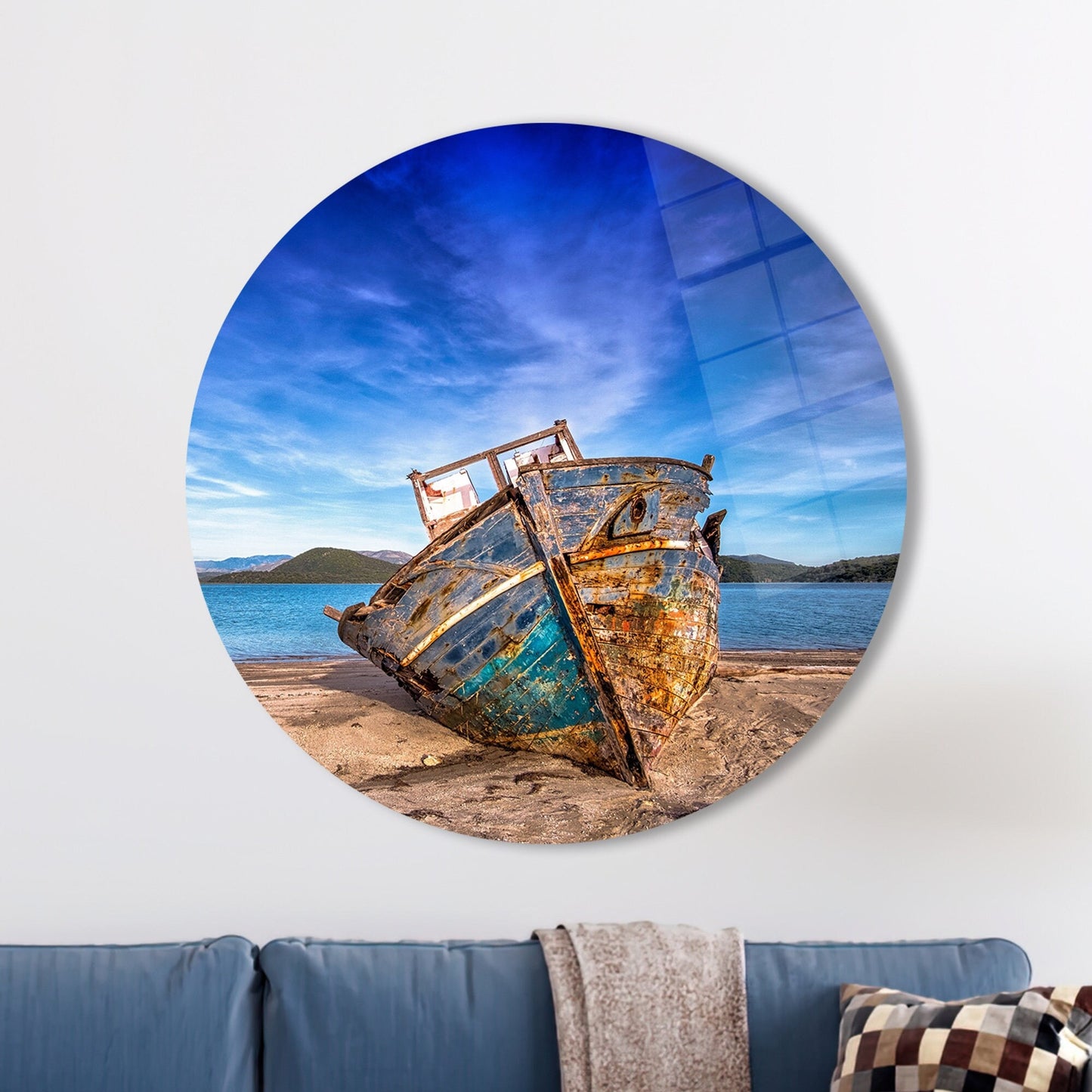 Old Boat Beach Sea Glass Wall Art