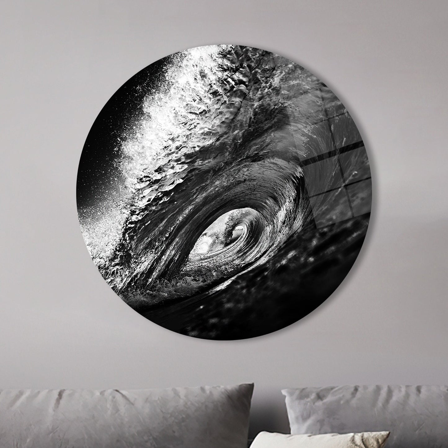 Black and White Printing Glass Wall Art