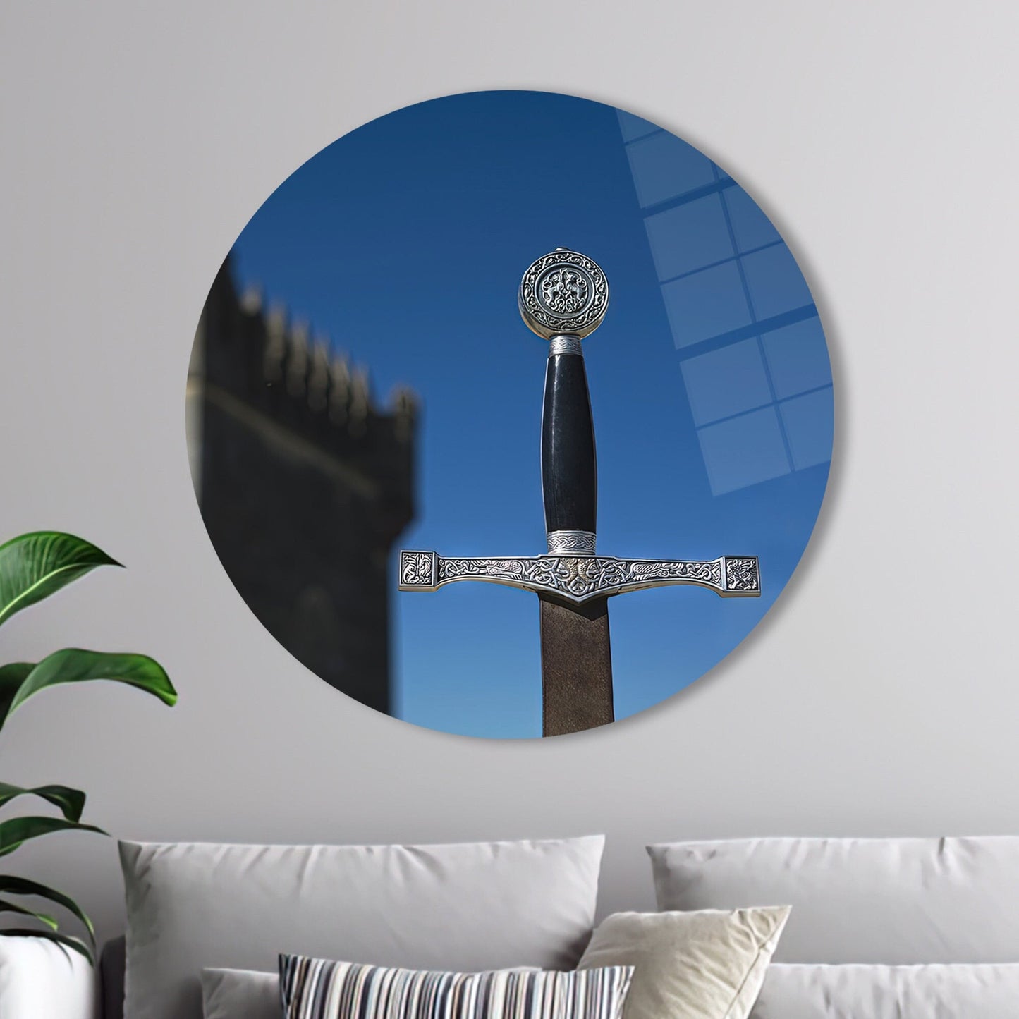 Merlin Landscape Sword Glass Wall Art