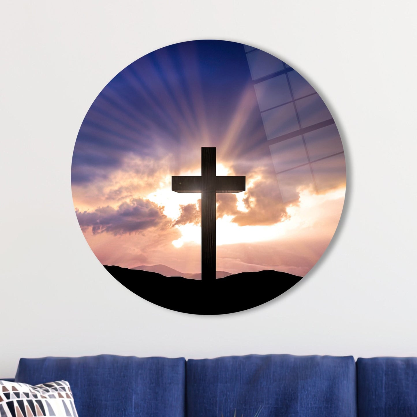 Spiritual Resurrection Cross Glass Wall Art