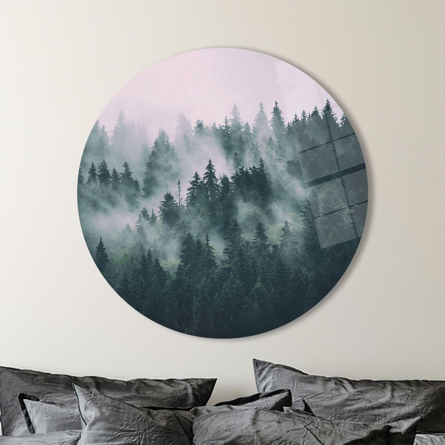 Misty Forest Nature Landscape Glass Wall Art