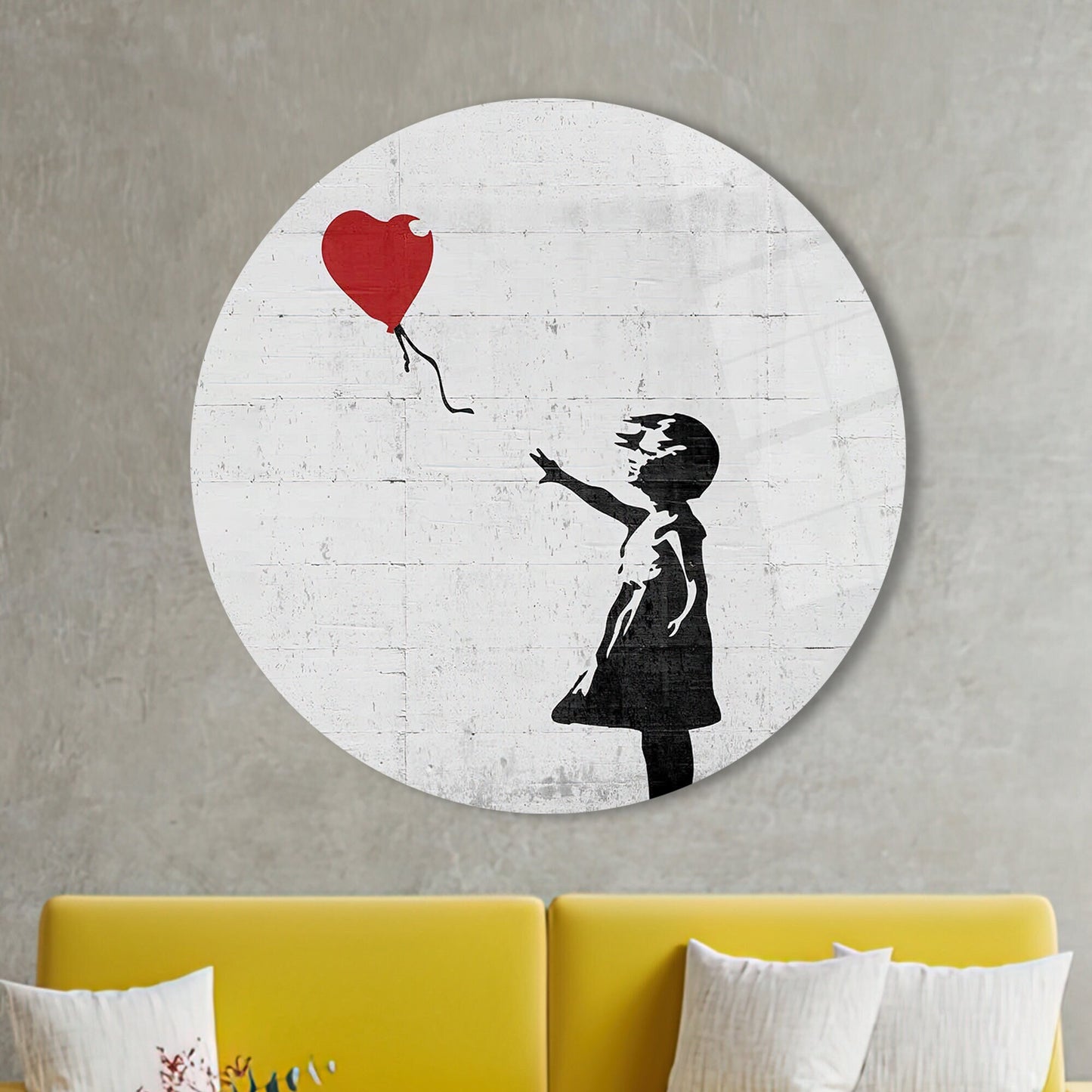 Red Balloon Graffiti Vibrant Glass Wall Art