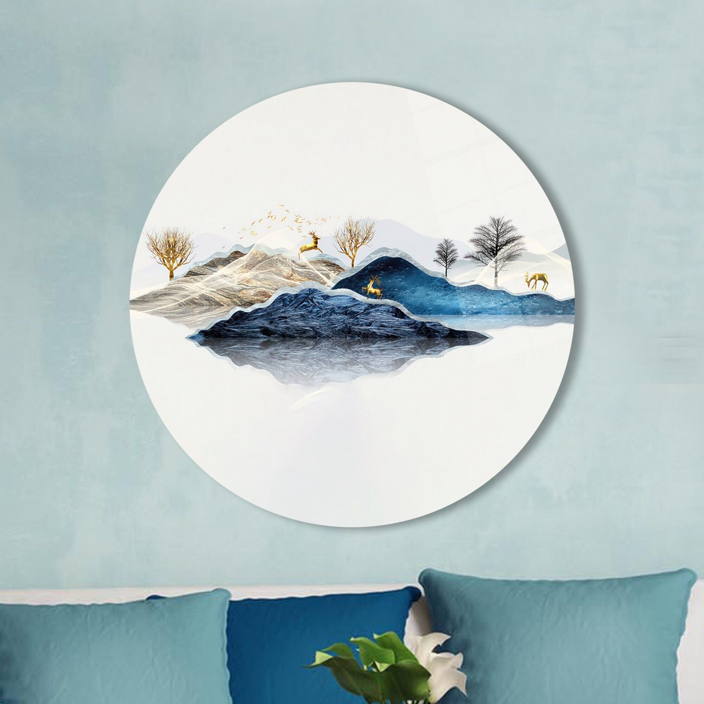 Gold Abstract Mountain Glass Wall Art