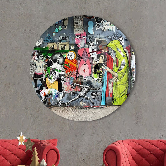 Colorful Banksy Graffiti Wall Art, Abstract Tempered Glass Print