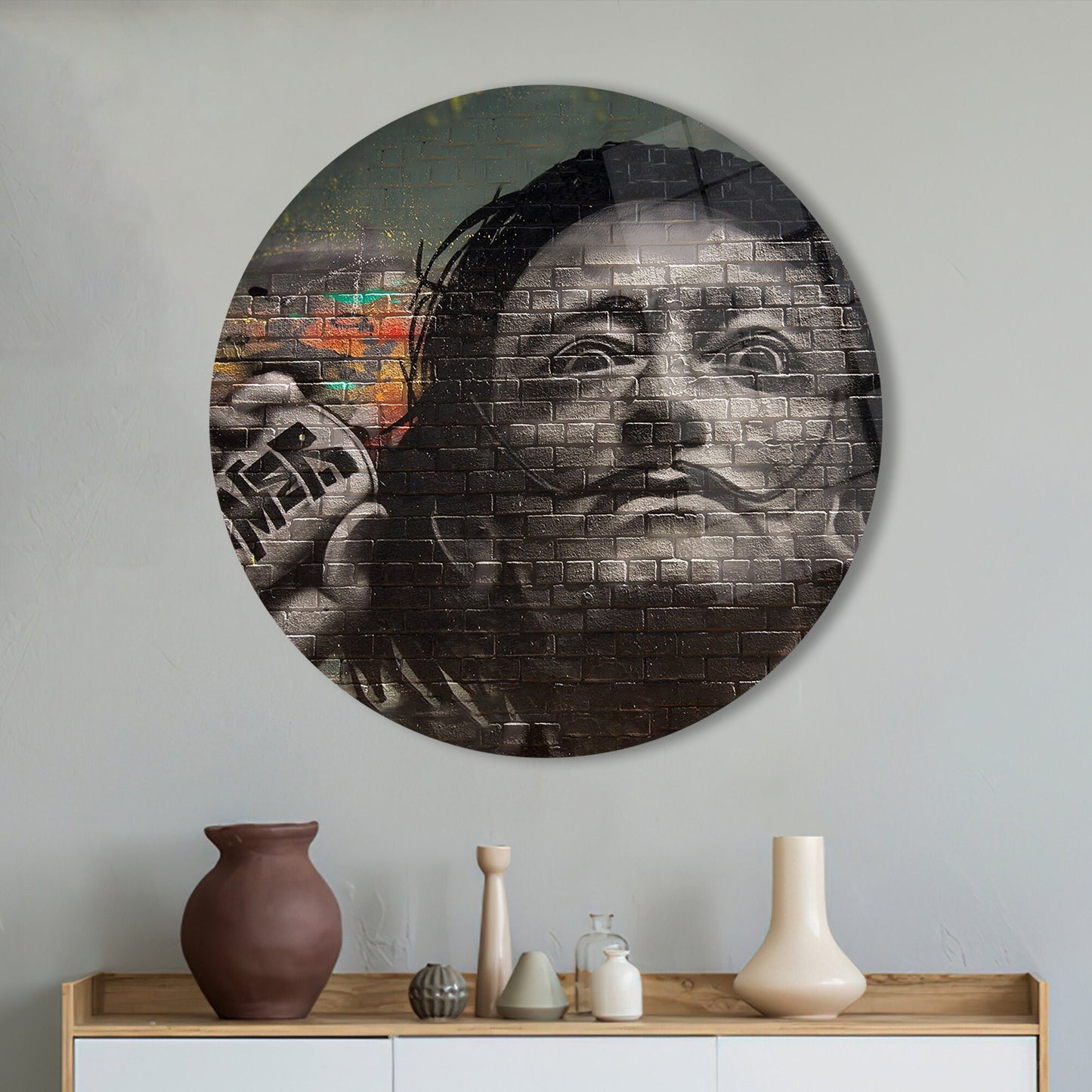 Salvador Dali Graffiti Painting Glass Wall Art