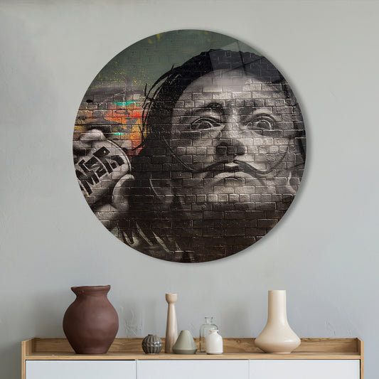 Salvador Dali Graffiti Painting on Tempered Glass Wall Art