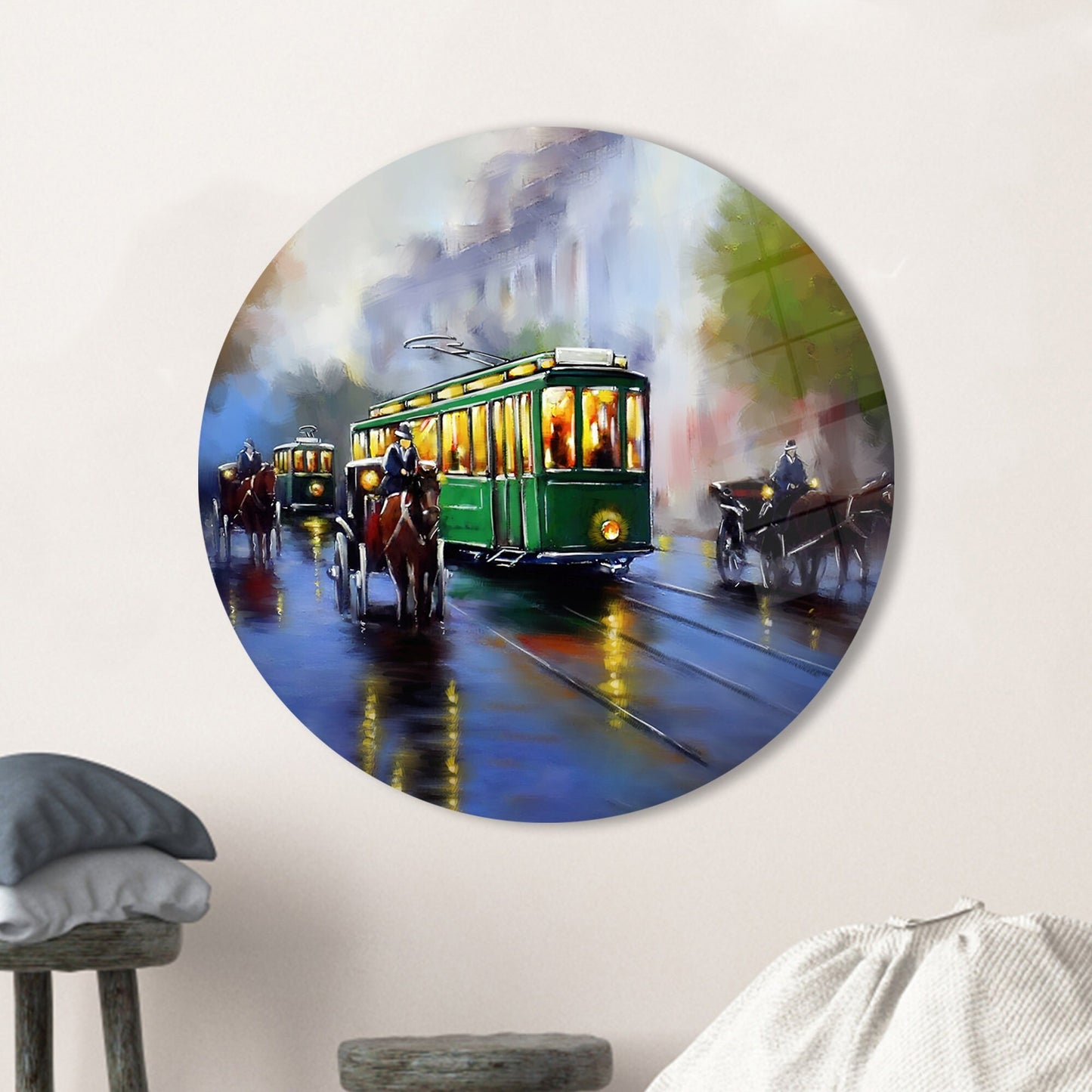 Old Tram Street Glass Wall Art