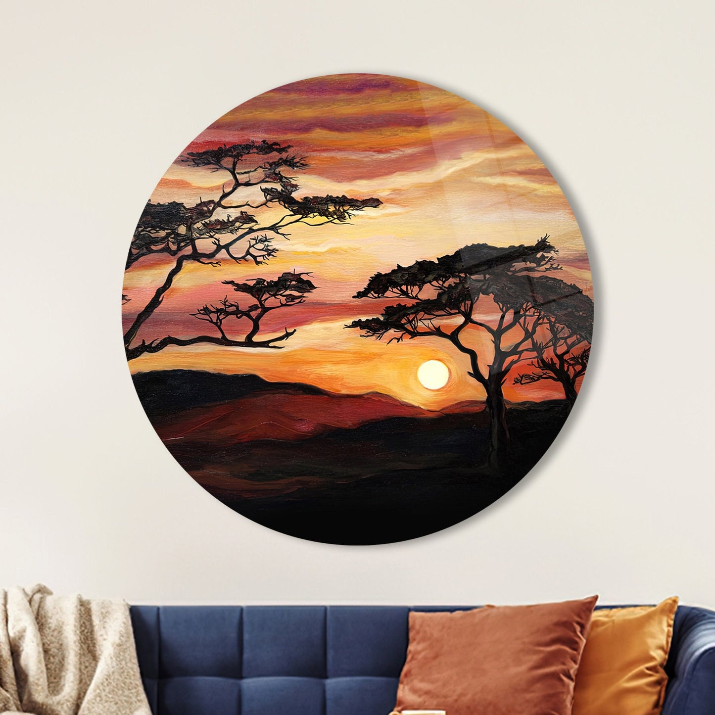 Savannah Tree Painting Nature Glass Wall Art