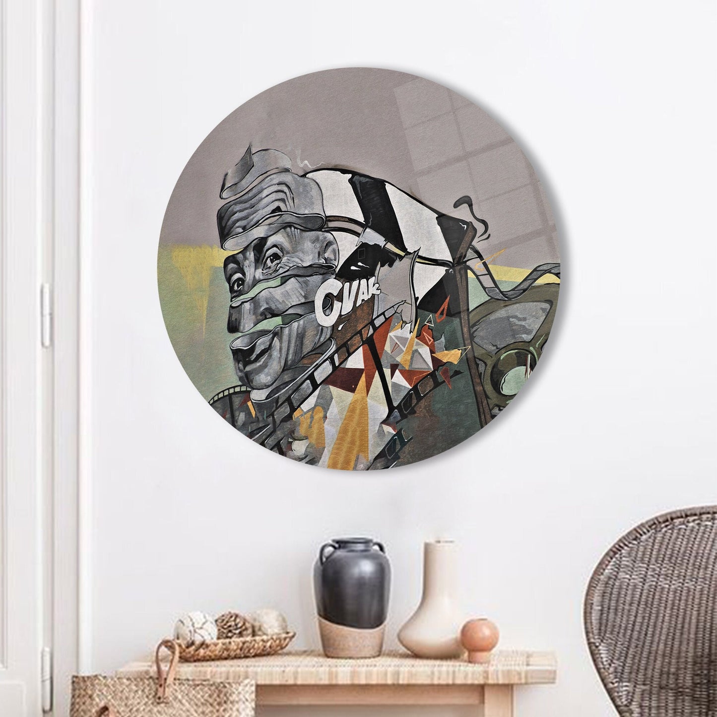 Abstract Man Surrealism Printing Glass Wall Art