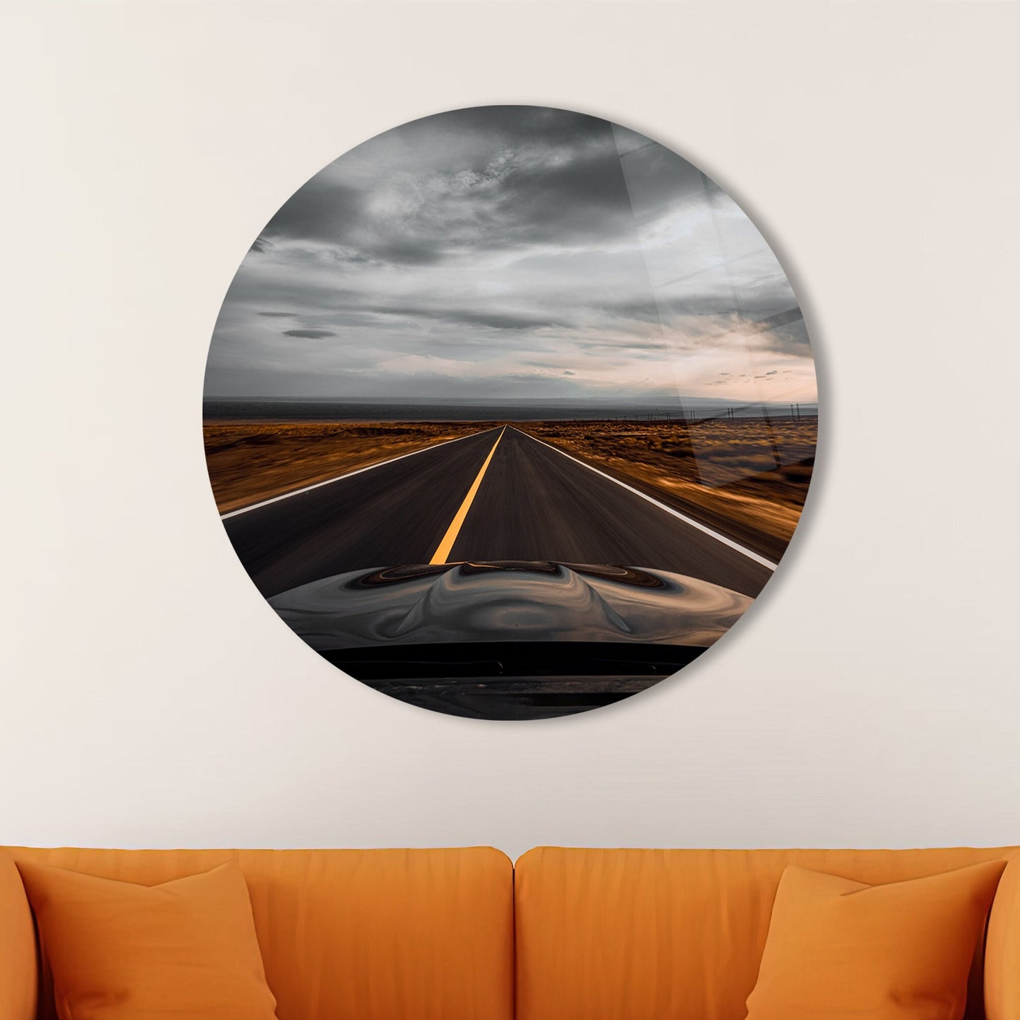 Asphalt Road Landscape Glass Wall Art