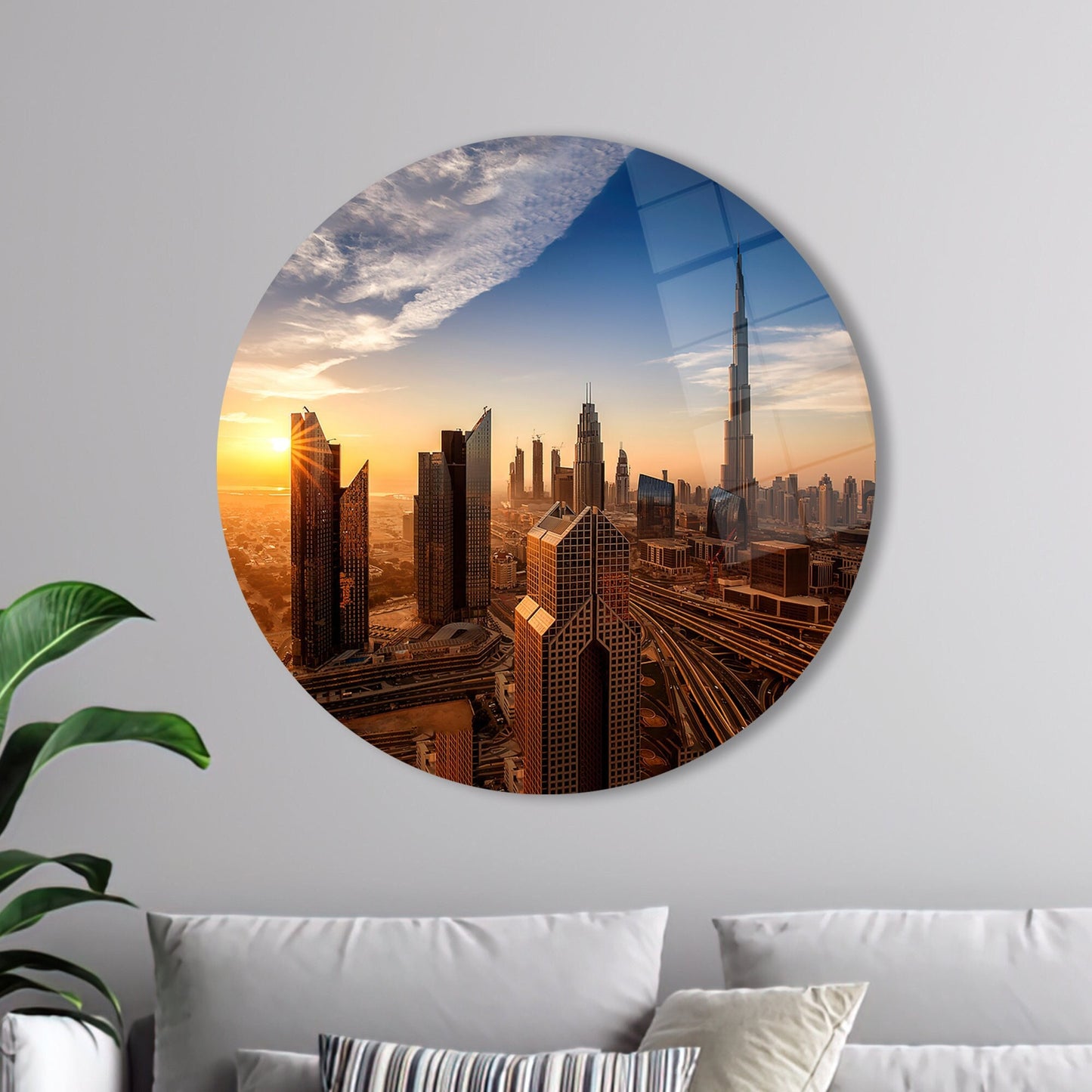 Sunset Landscape Stunning Glass Wall Art