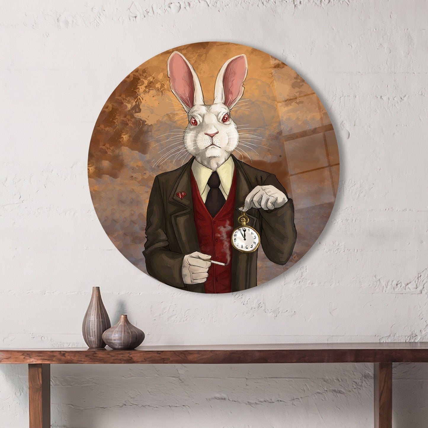 Mr Rabbit Abstract Alice Glass Wall Art