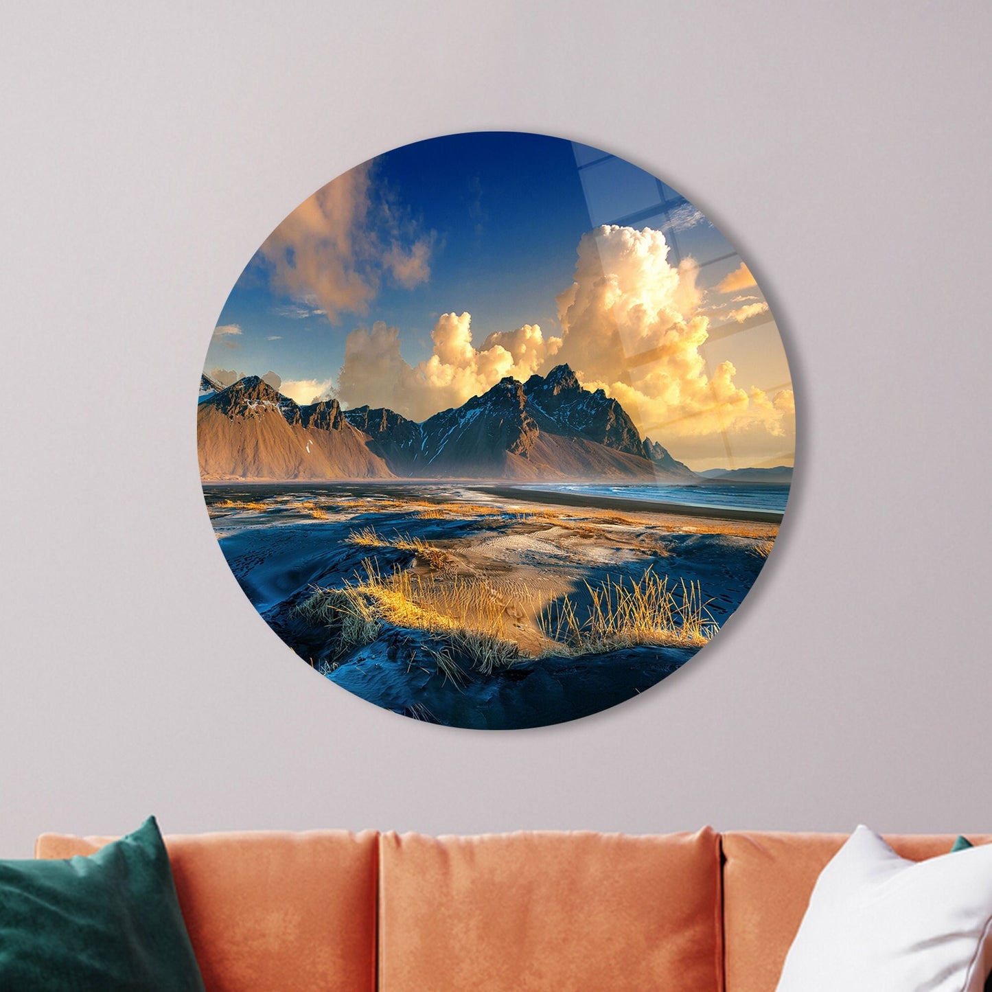 Mountain Cloudy Nature Landscape Glass Wall Art