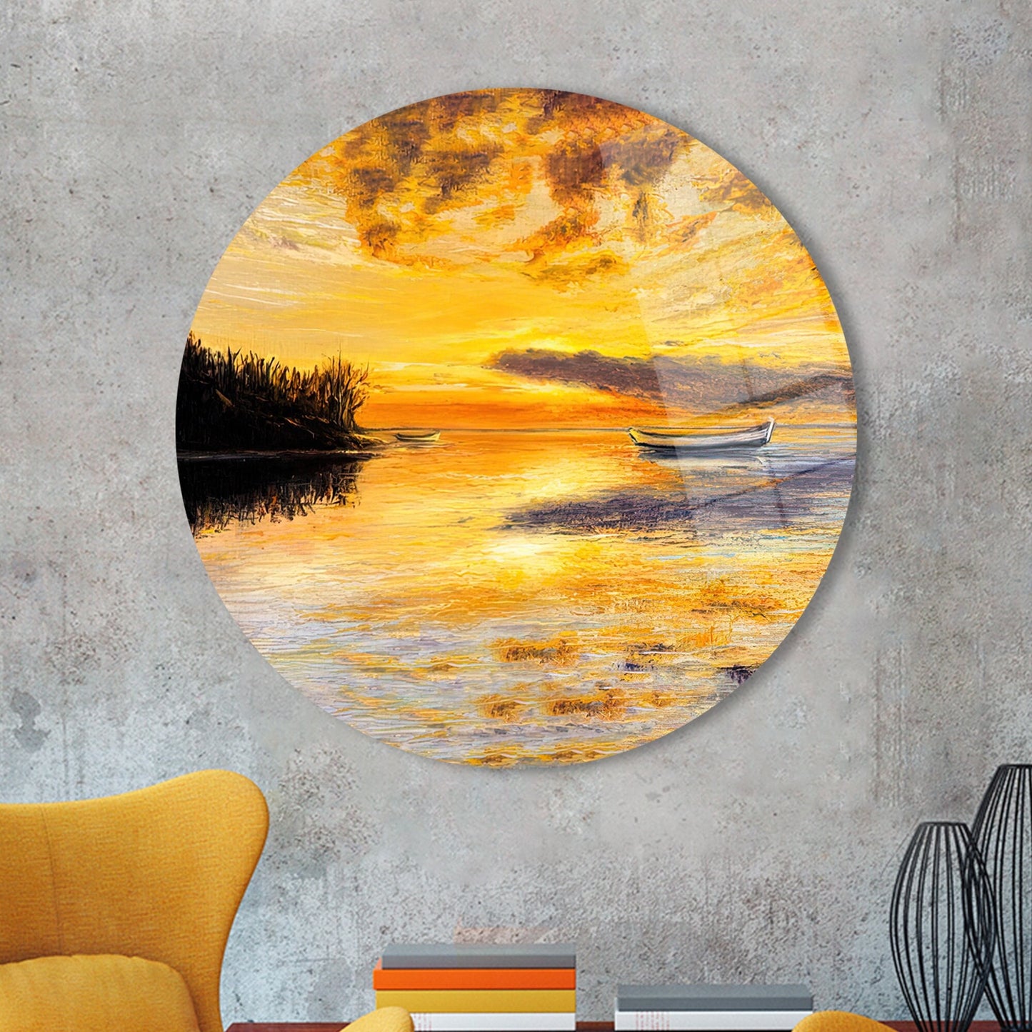 Sunset Landscape Abstract Seascape Glass Wall Art