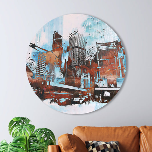 Abstract Landscape Glass Wall Art: Modern Skyscraper Painting for Urban Decor