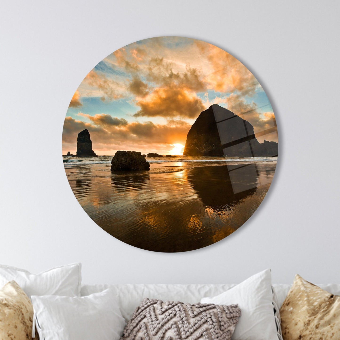Oregon Coast Haystack Rock Glass Wall Art