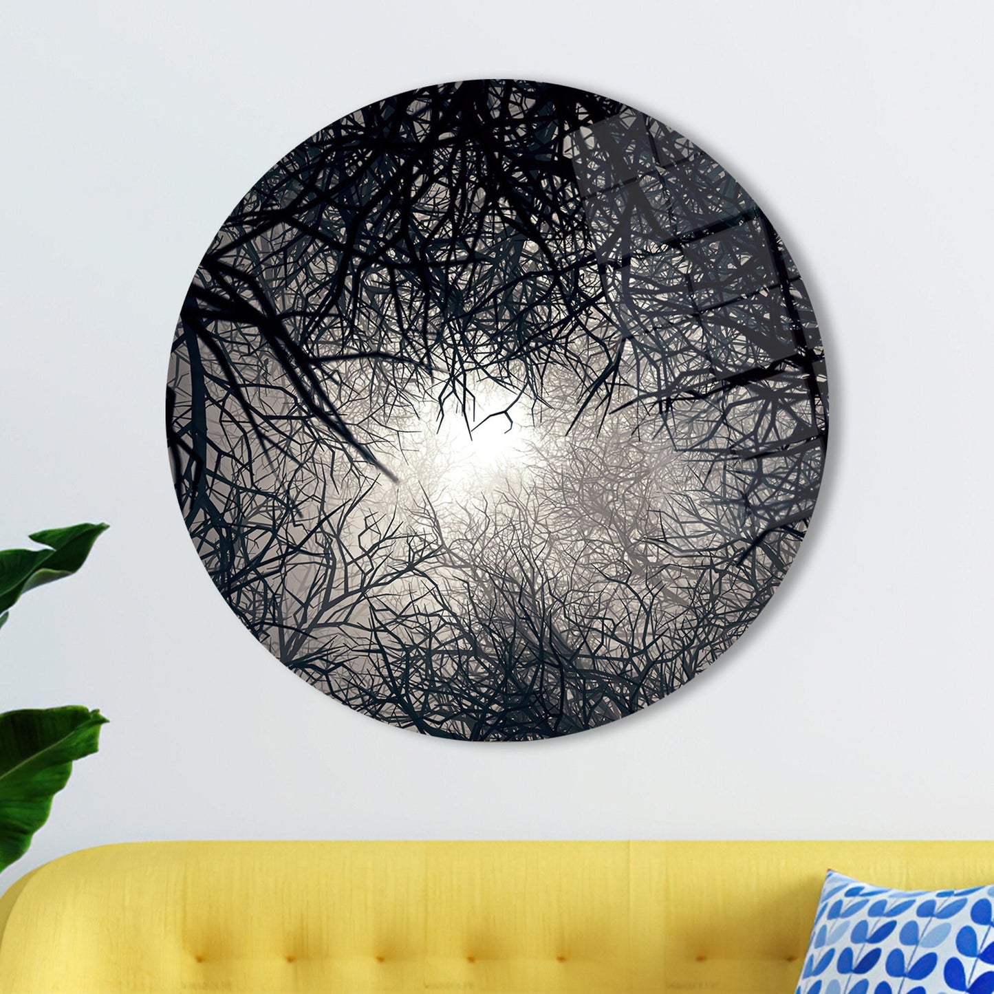 Moonlight Forest Landscape Glass Wall Art