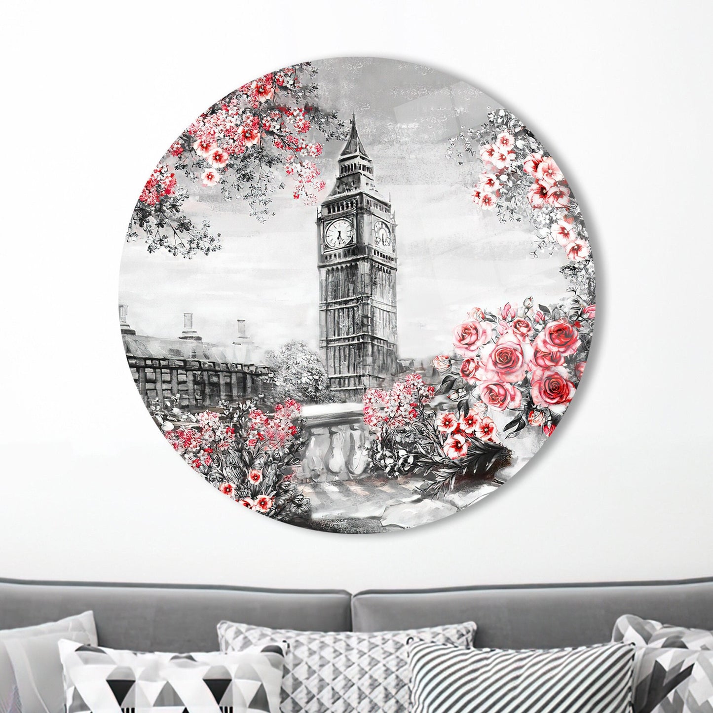 Abstract Landscape Glass Wall Decor - Big Ben Glass Art in Clear Glass