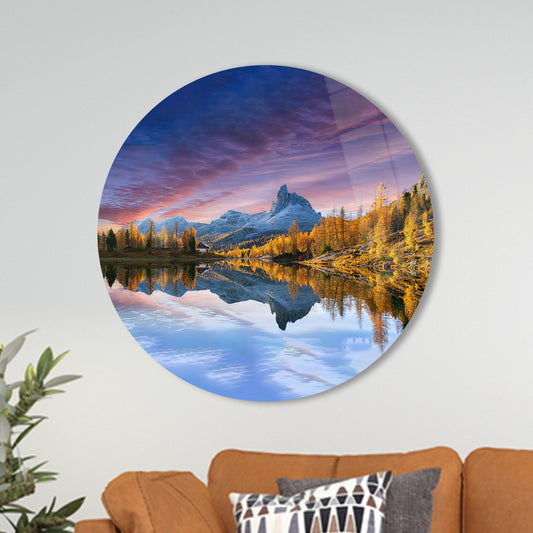 Autumn Glass Wall Art: Lake Federa Tempered Glass Decoration