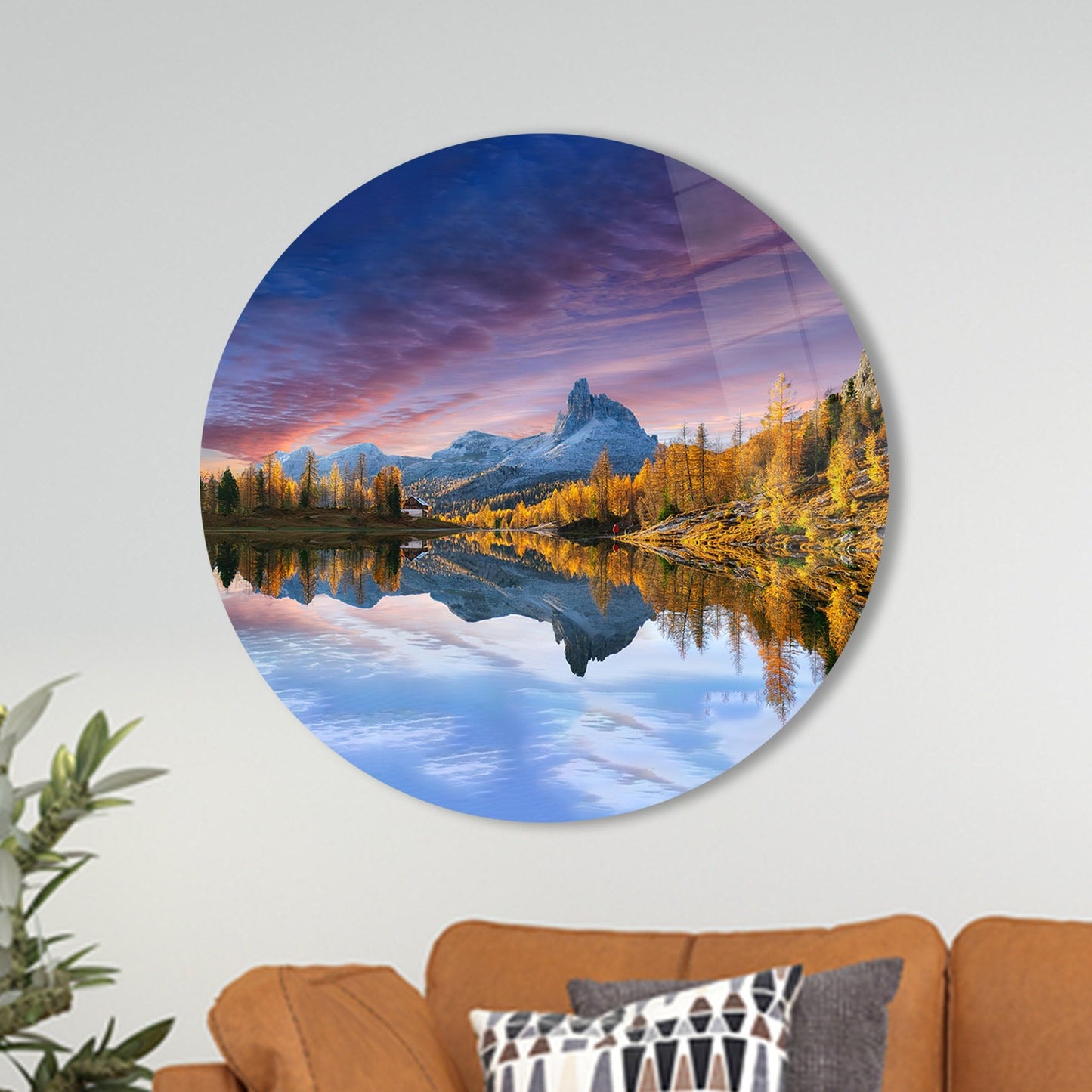 Autumn Lake Federa Glass Wall Art
