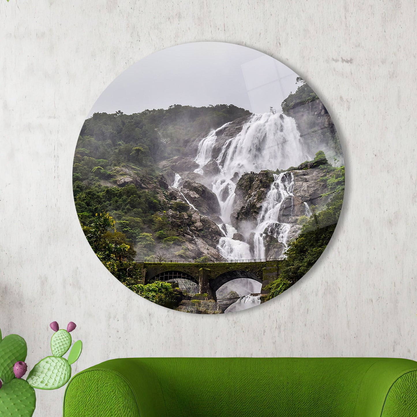 Nature Landscape Waterfall Scene Glass Wall Art