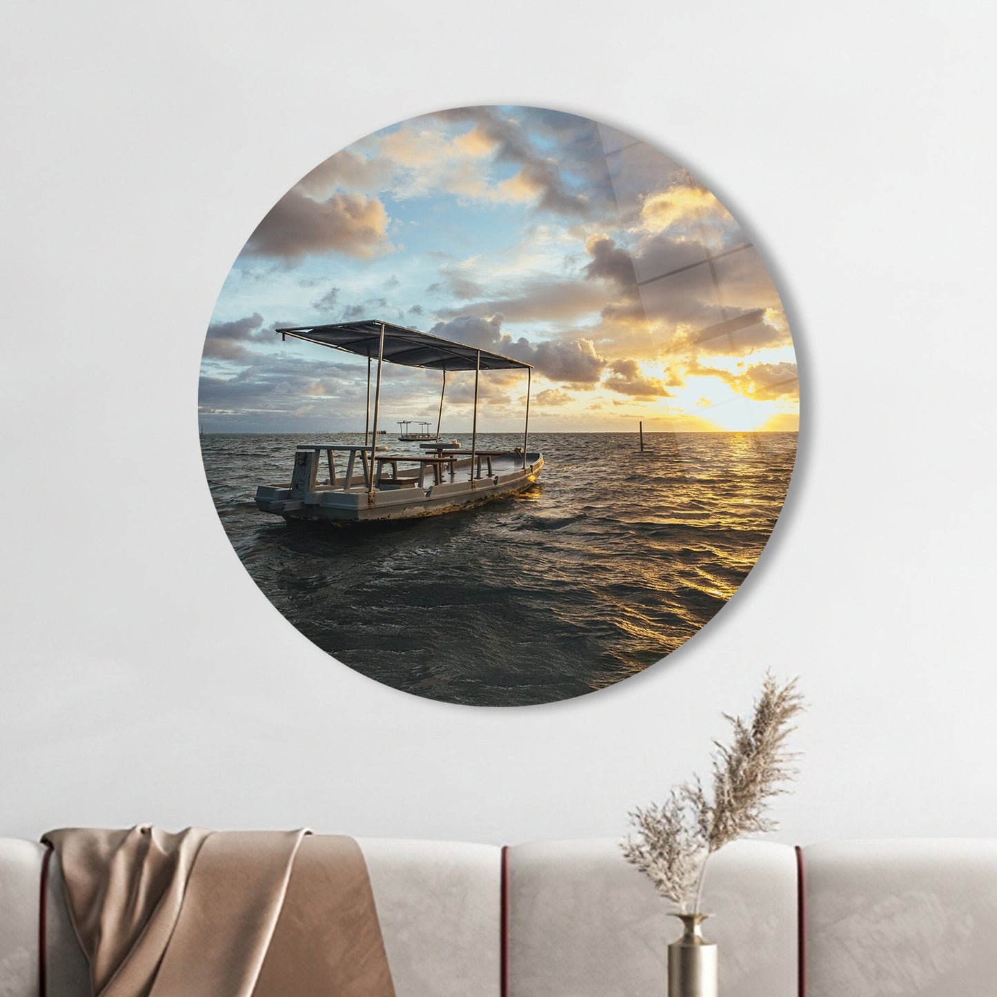 Sea-inspired Landscape Ocean-themed Accent Glass Wall Art