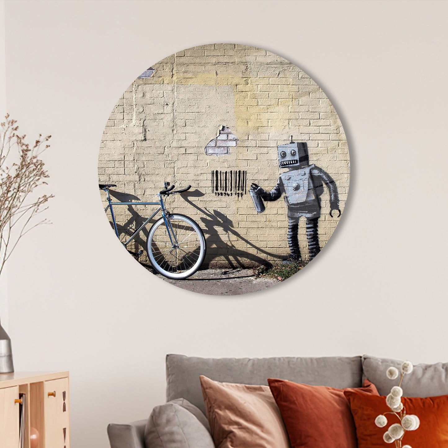 Graffiti Metallic Silver Glass Wall Art