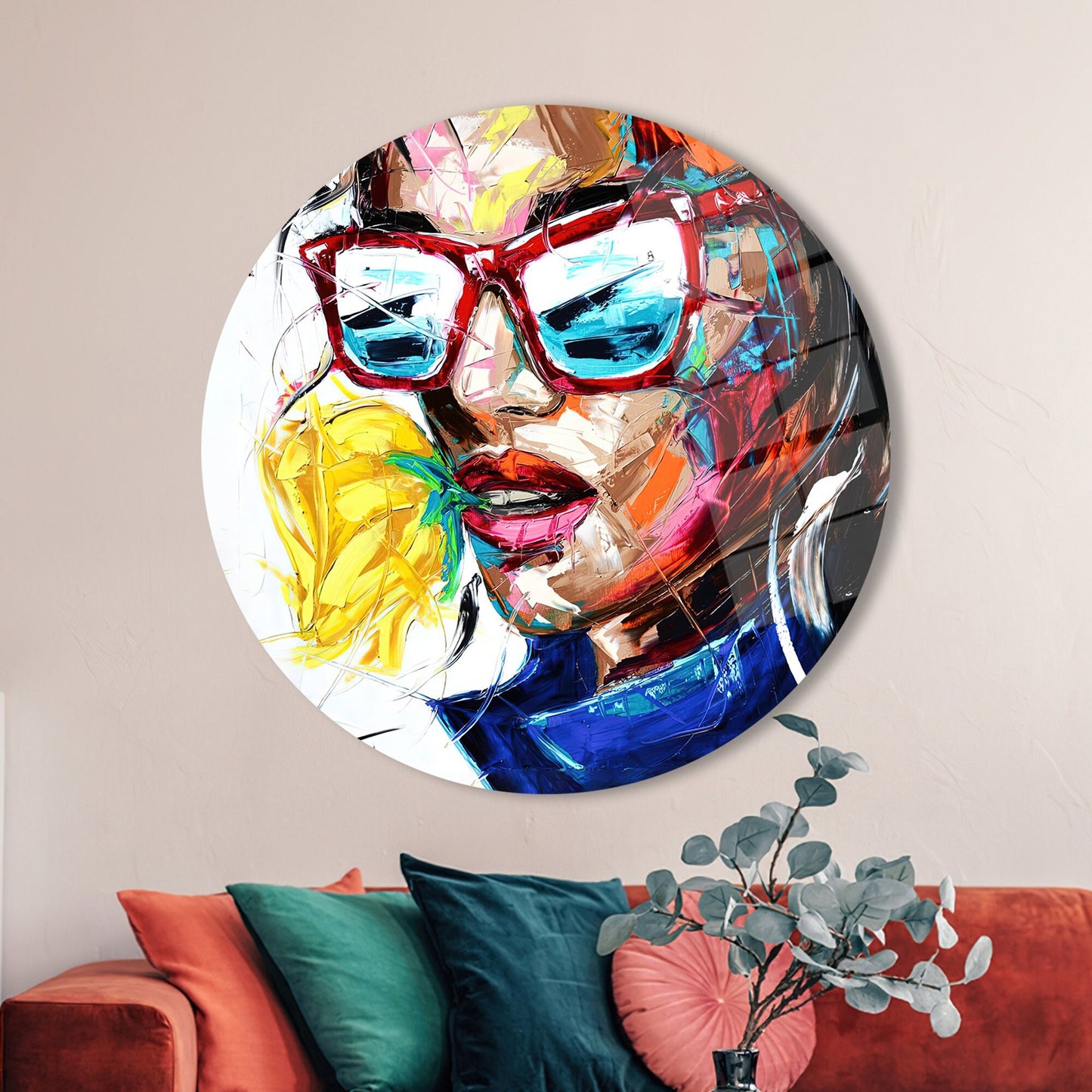 Abstract Woman Street Portrait Glass Wall Art