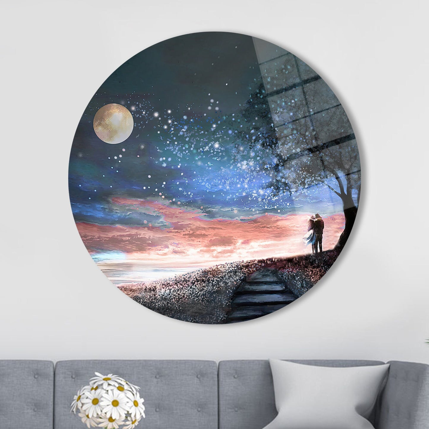 Tree Landscape Design Valentine's Glass Wall Art