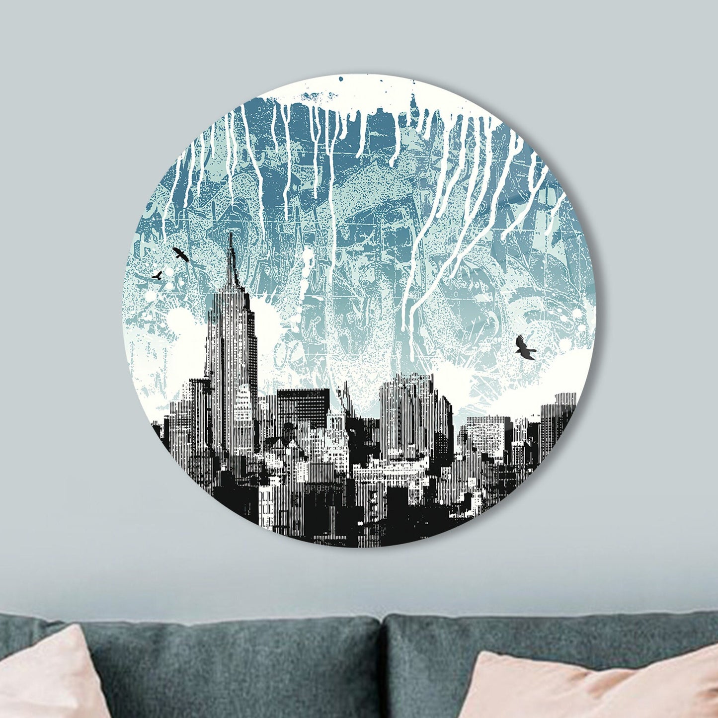 City Silhouette Printing Urban Glass Wall Art