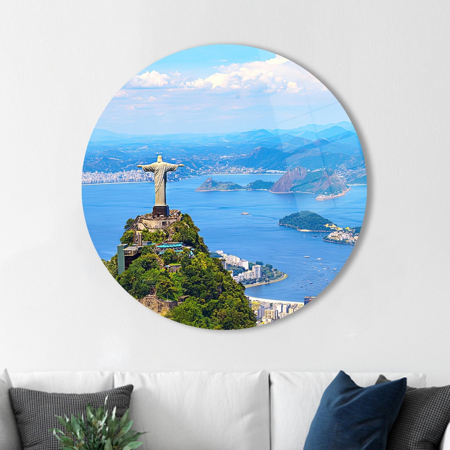 Christ Redeemer Cityscape Glass Wall Art