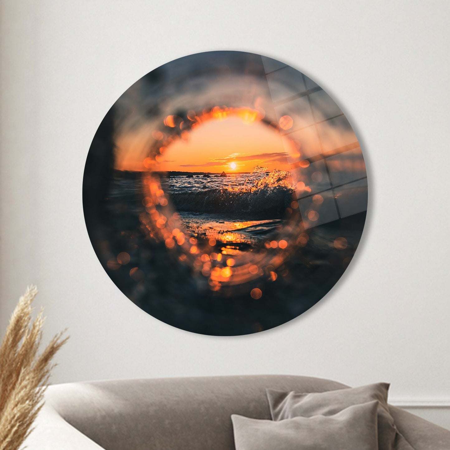 Sunset Landscape Ocean Glass Wall Art