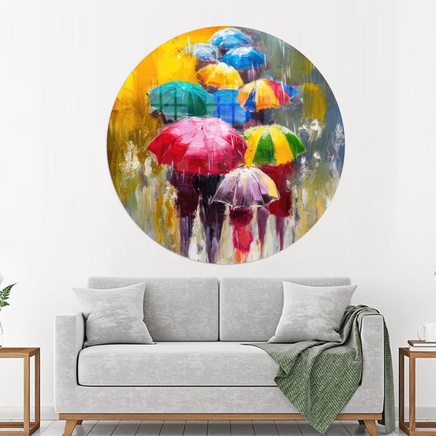 Umbrella Colorful Glass Wall Art