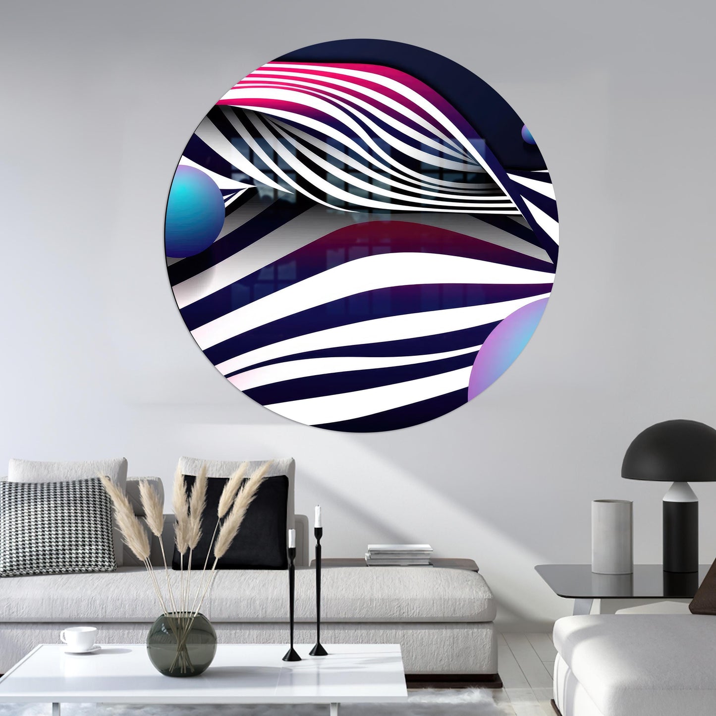 Black Abstract Lines Glass Wall Art