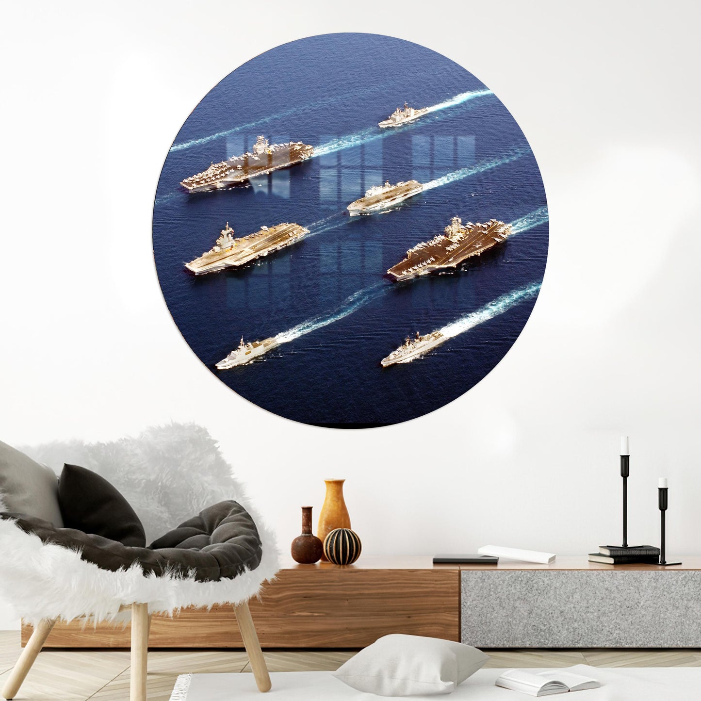 Navy Military Ships Warriors Glass Wall Art
