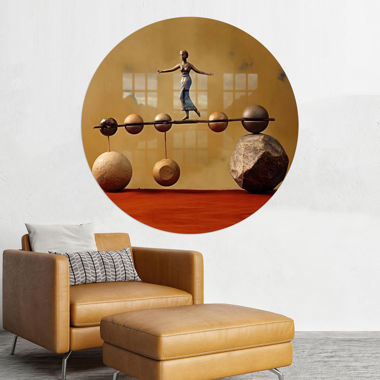 Abstract Woman Walking Balancing Glass Wall Art