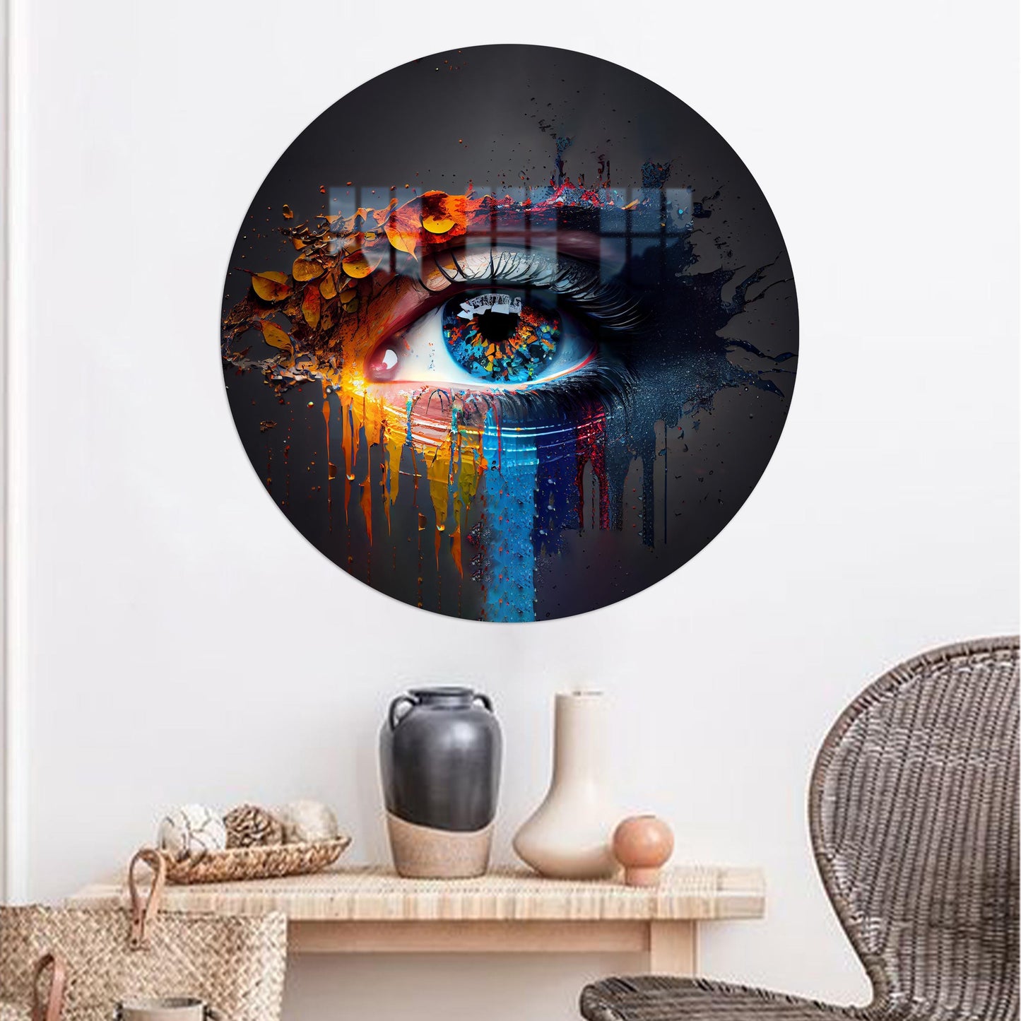 Abstract Eye Illustration Holiday Glass Wall Art