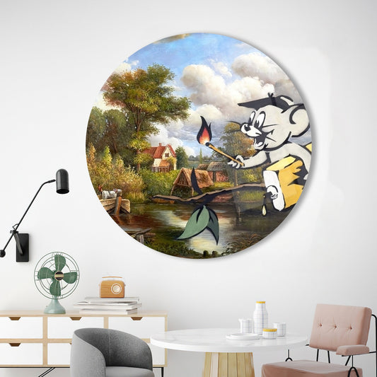 Banksy Jerry Glass Wall Art: Banksy Corrupted Oil Street Decor