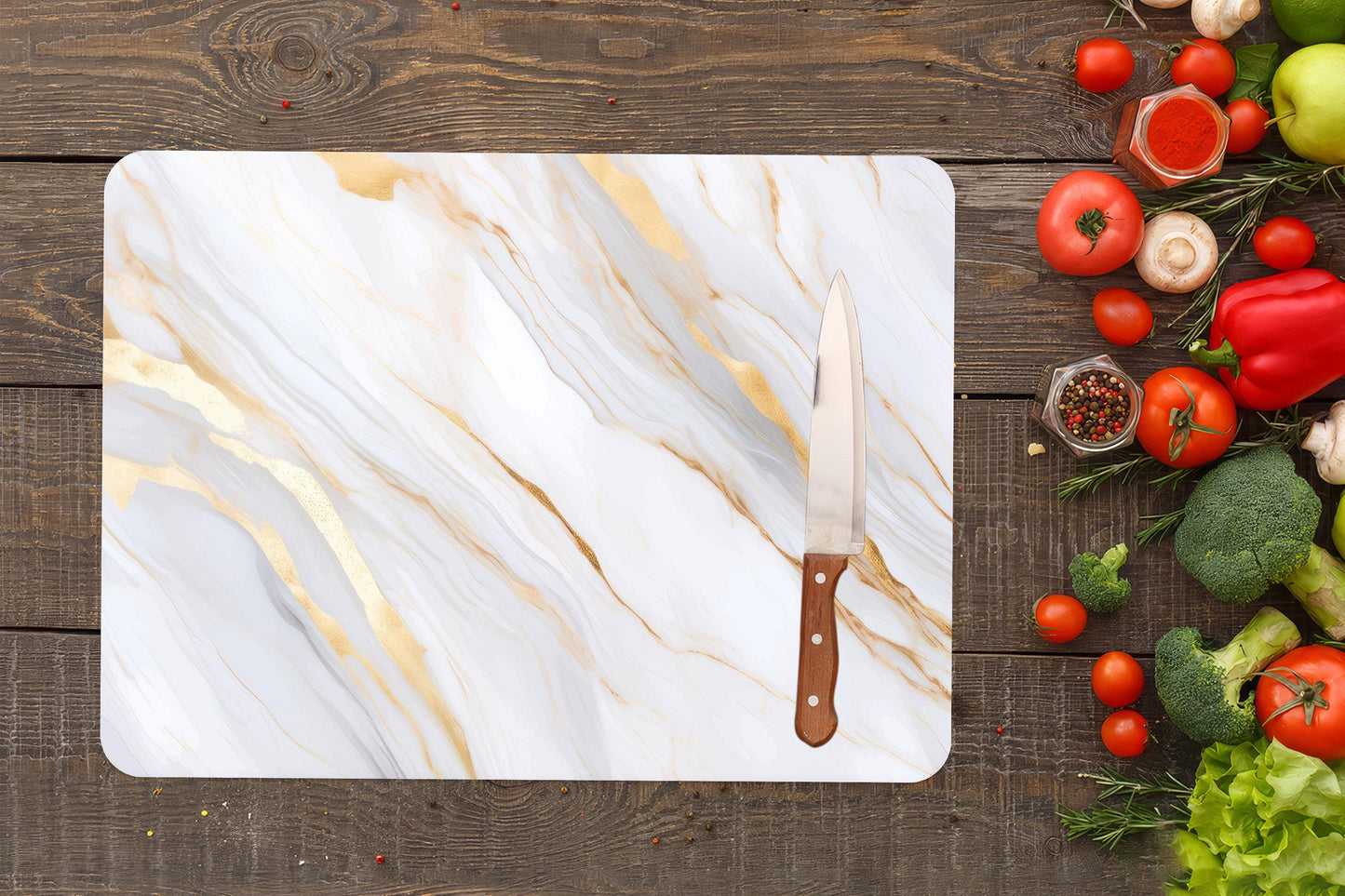 Gold Marble Glass Cutting Board