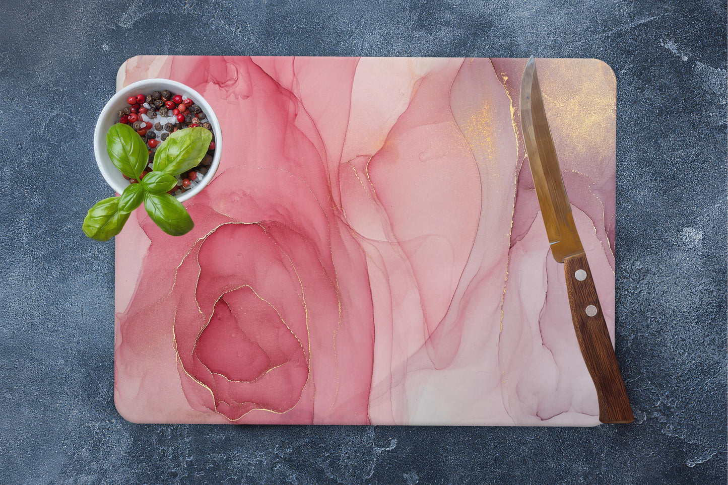 Pink Marble Glass Cutting Board