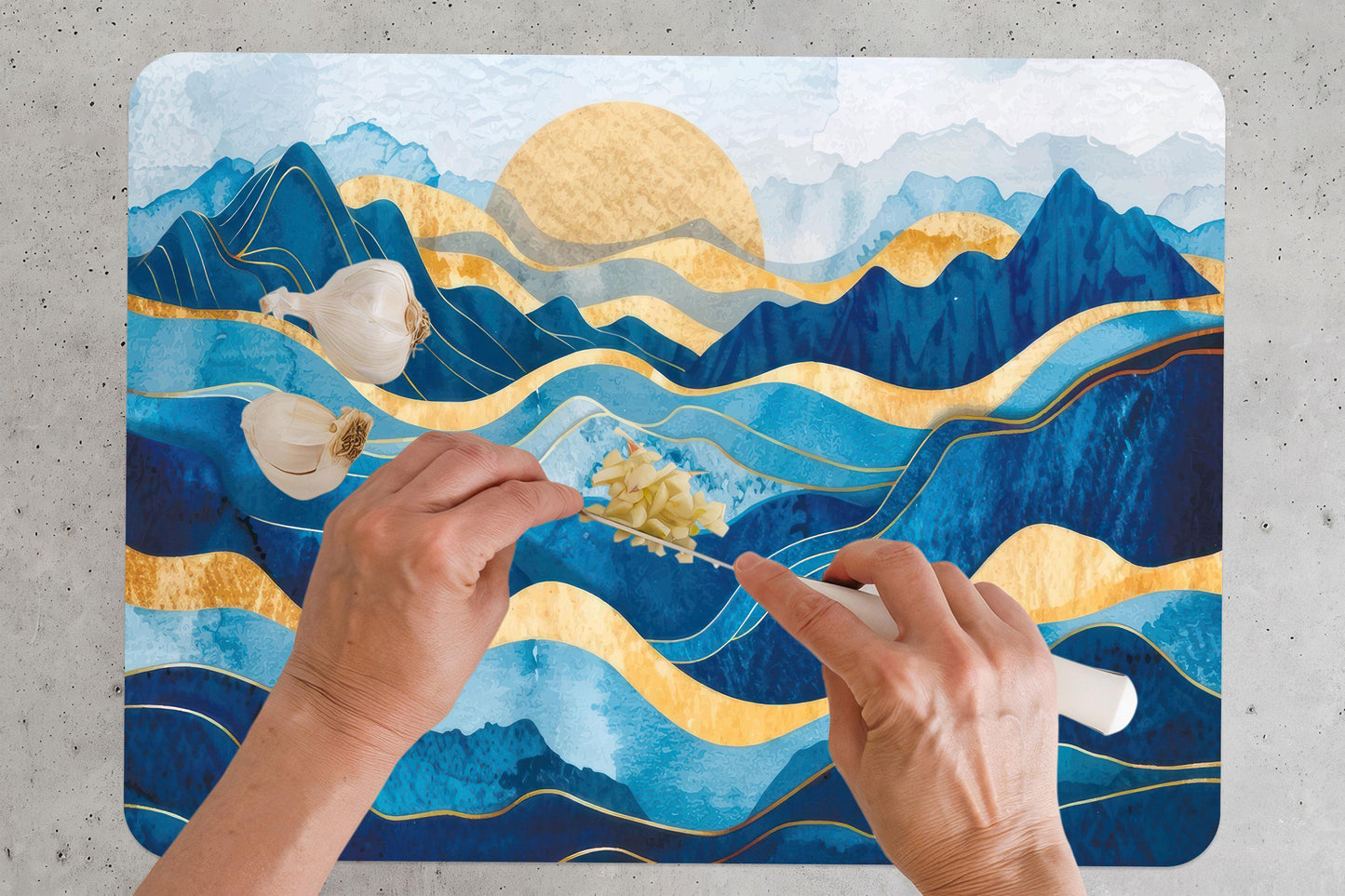 Abstract Waves Tempered Glass Cutting Board: Elegant Kitchen Decor