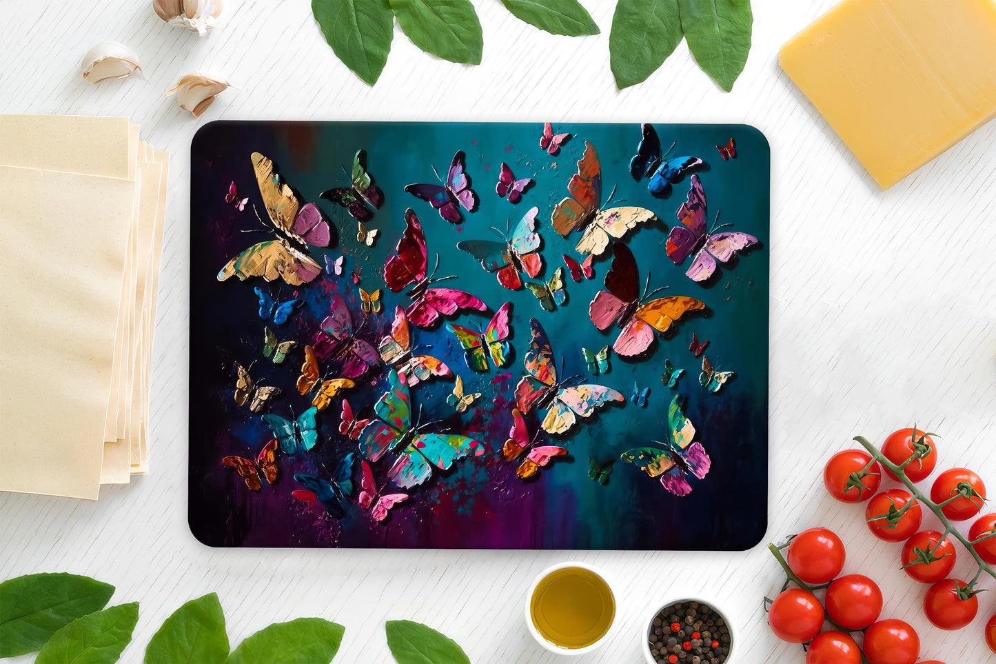 Butterfly Vibrant Glass Cutting Board
