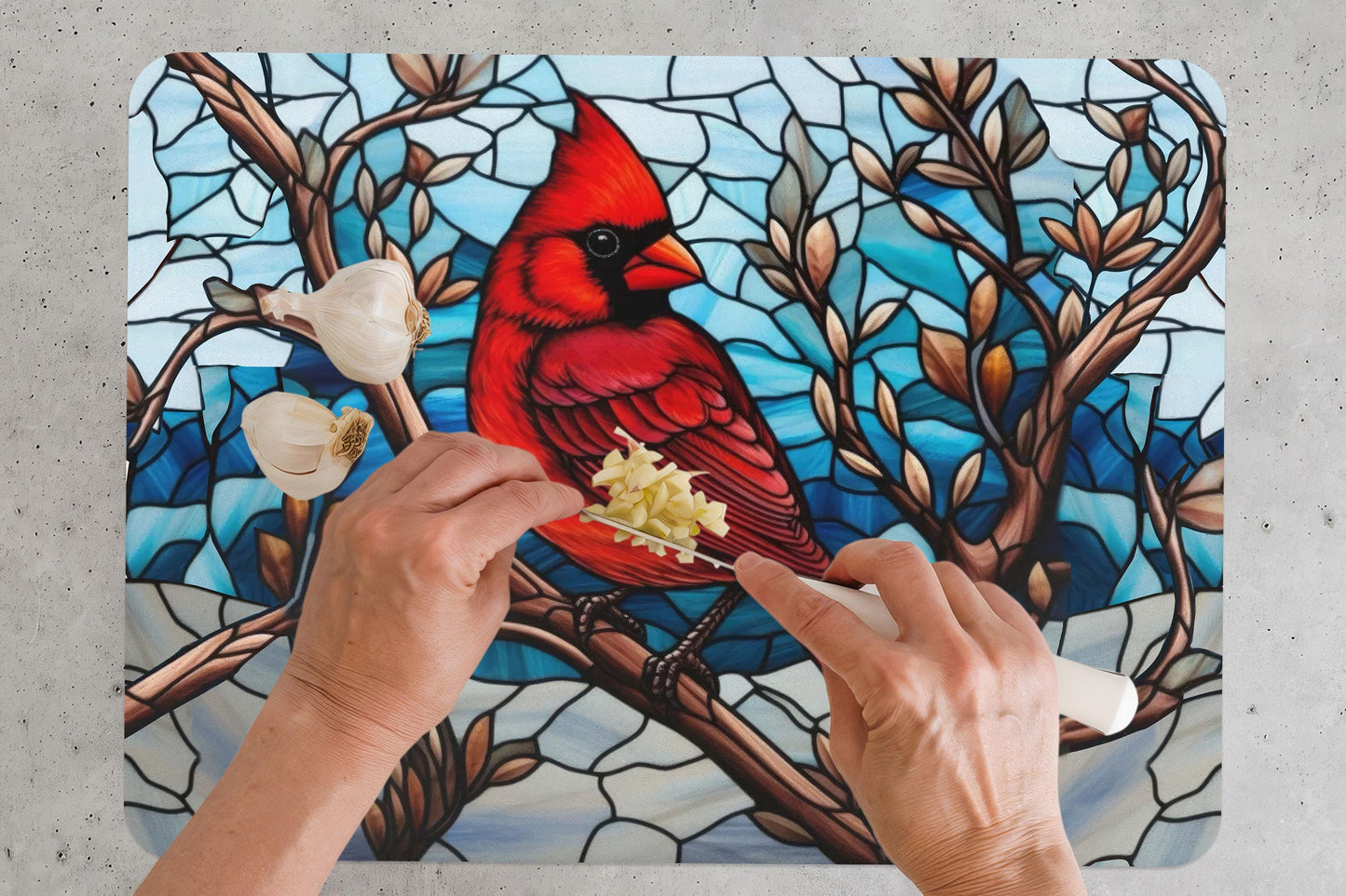 Red Bird Glass Cutting Board