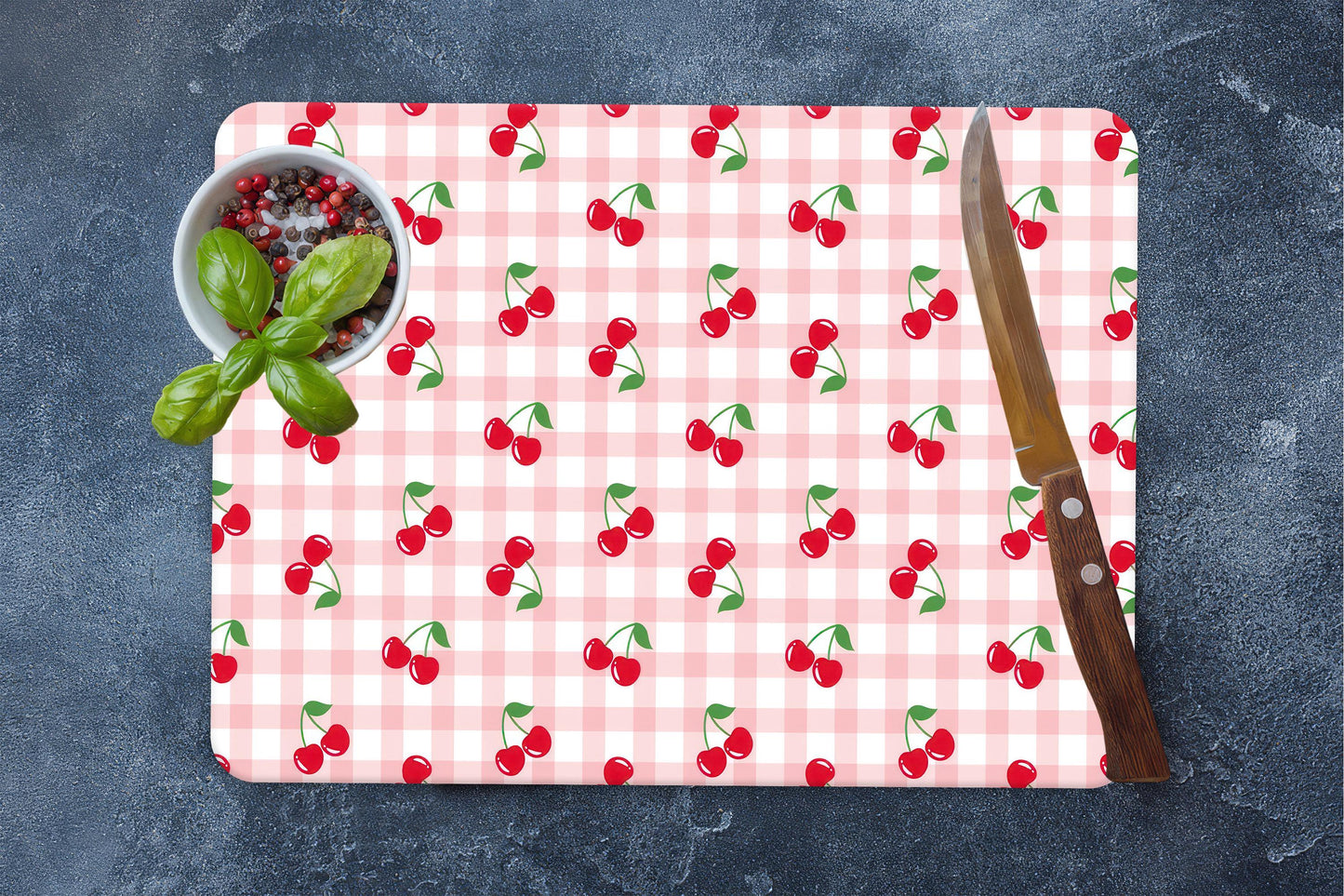 Cherry Pattern Glass Cutting Board