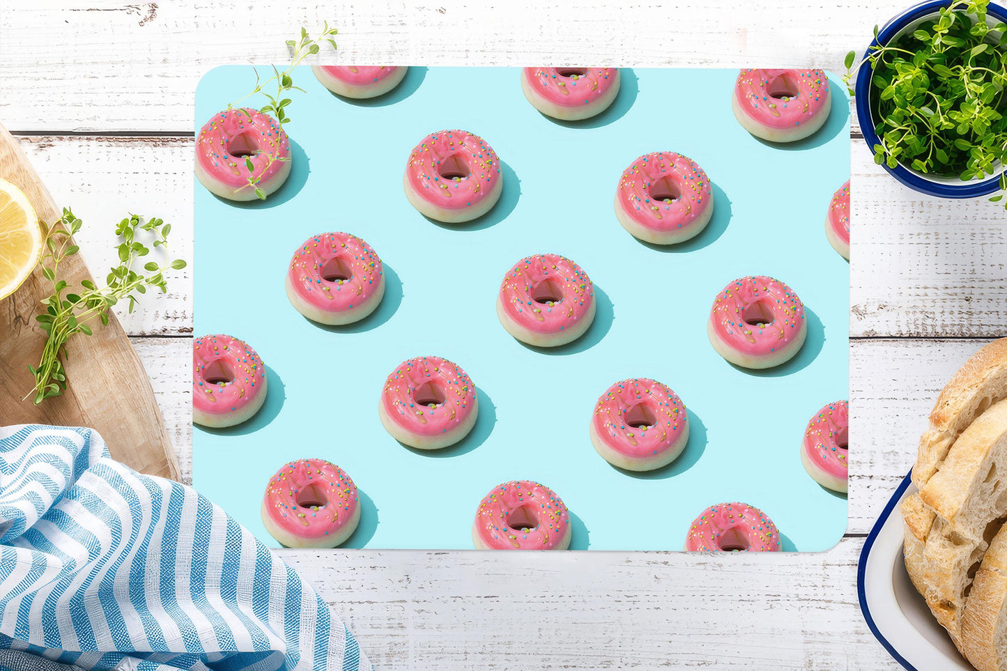 Pink Donut Glass Cutting Board